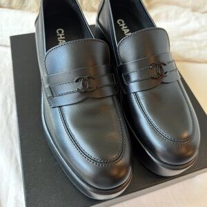 CHANEL Woman’s Classic Black Leather Loafers